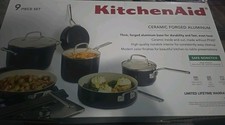 KitchenAid 9pc Ceramic Forged Aluminum Nonstick Cookware Set Onyx Black *NEW*