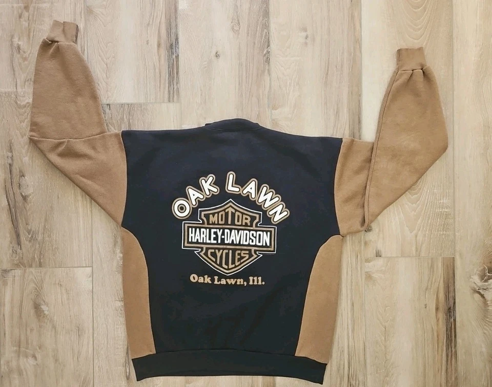 Vintage Y2K Harley-Davidson Sweatshirt Oak Lawn Illinois Mens Large-Black/Brown - Image 2 of 4