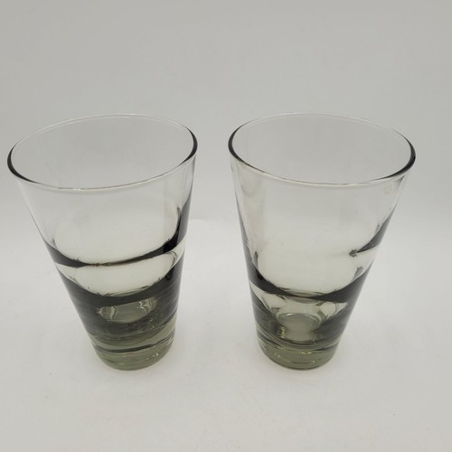Set of 2 MCM Libbey Saturn Optic Ripple Smoke Cocktail Cooler Highball Glasses - Picture 4 of 13