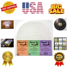 50 LP Inner Sleeves Anti Static Round Bottom 33 RPM 12" Vinyl Record Sleeves ...