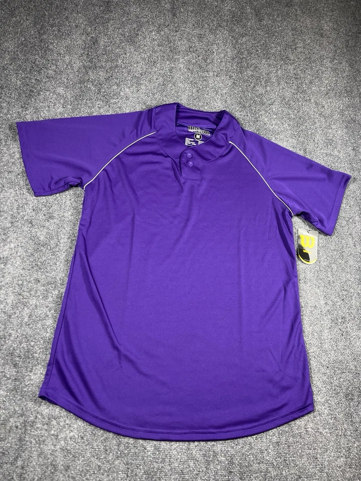 Camisa de béisbol Wilson para hombre talla mediana manga corta púrpura ropa deportiva deportiva Foto 2 de 4