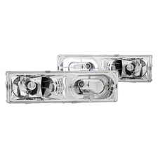 For GMC C2500 Suburban 92-98 Headlights Driver & Passenger Side Chrome LED Halo