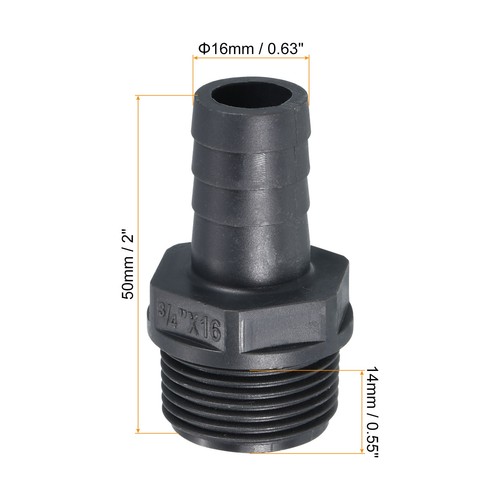 3Pcs UPVC Barb Hose Fitting 16mm Barbed G3/4 Male Thread Pipe Connector Adapter - Picture 2 of 5