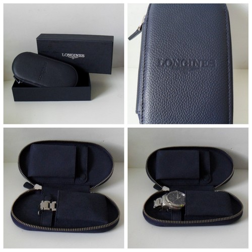 LONGINES Watch Travel Case Beautiful Blue Pebble Leather BRAND NEW Holds 1 Watch