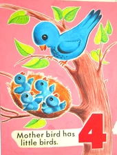 1950 BIRD CHILDRENS BOOK PAINTING COUNT  ANIMALS ORIGINAL drawing art cel birds
