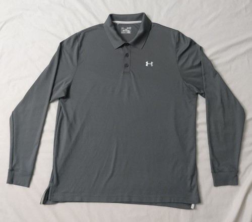 UNDER ARMOUR LONG SLEEVE POLO GREY SIZE XL MENS