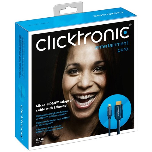5m Clicktronic Casual Micro-HDMI Adapterkabel mit Ethernet (4K Ultra HD, 3D-TV, - Bild 5 von 6