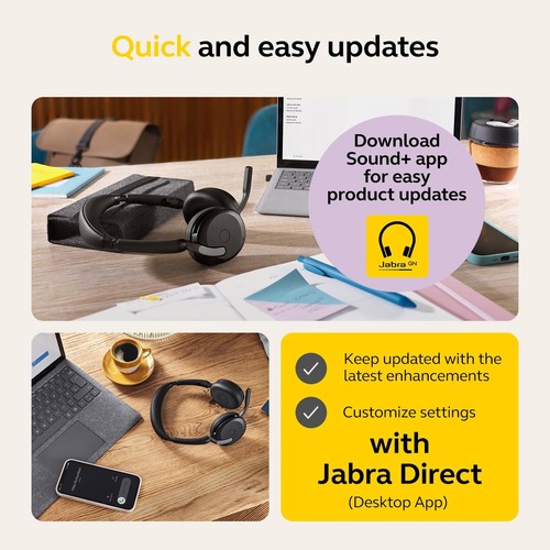 Jabra Evolve2 65 Flex - USB-A MS Stereo Wireless Headset / Music Headphones  NEW - Picture 3 of 6