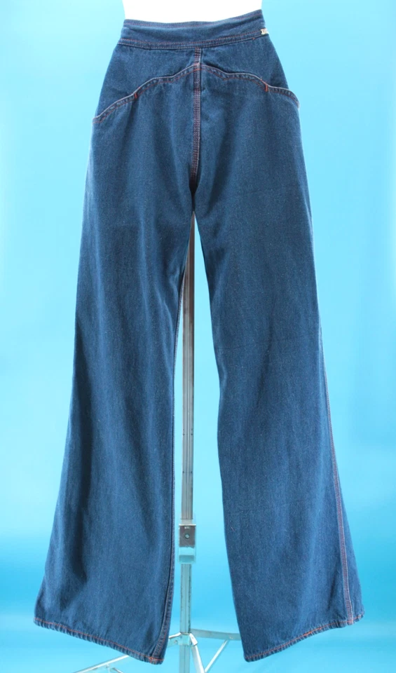 VTG Women's 70s N'est Ce Pas Denim Tulip Pocket Bellbottom Jeans Sz 27" 1970s - Image 2 of 4