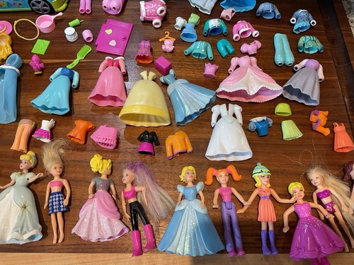 Lotto Astuccio Polly Pocket Bambole Vintage Auto Abbigliamento Accessori Principesse Disney - Foto 6 di 13