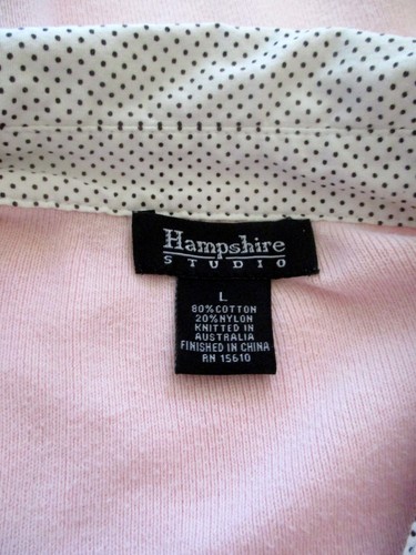 Hampshire Studio Pink & White Black Polka Dot Faux 2 Pc Cardigan Sweater sz L - Picture 7 of 8