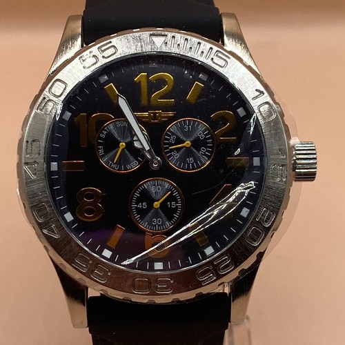 I by Invicta Watch IBI41705-002 Men's Analog Gold Tone Day Date Black Silicone - Picture 2 of 16
