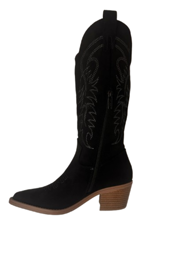 Western Cowgirl seam detail Mid-calf Leather Boot Pointed Toe Hometown-5 By Unil - Picture 9 of 25