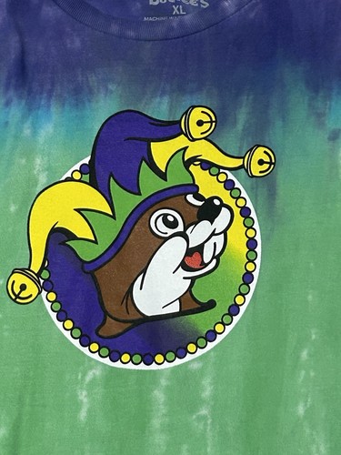 Buc-ee's Karneval T-Shirt Batik lila, grün, gelb, Gr. XL - Bild 2 von 5