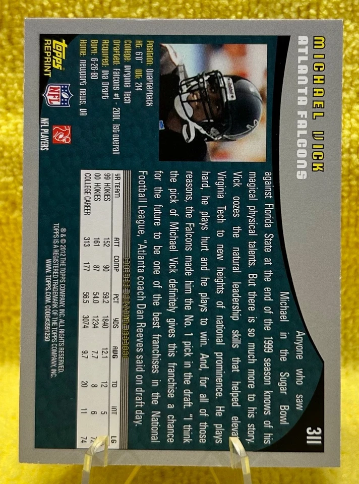 2012 Topps Chrome - Quarterback Rookie Reprint Michael Vick #311 - Image 3 of 3