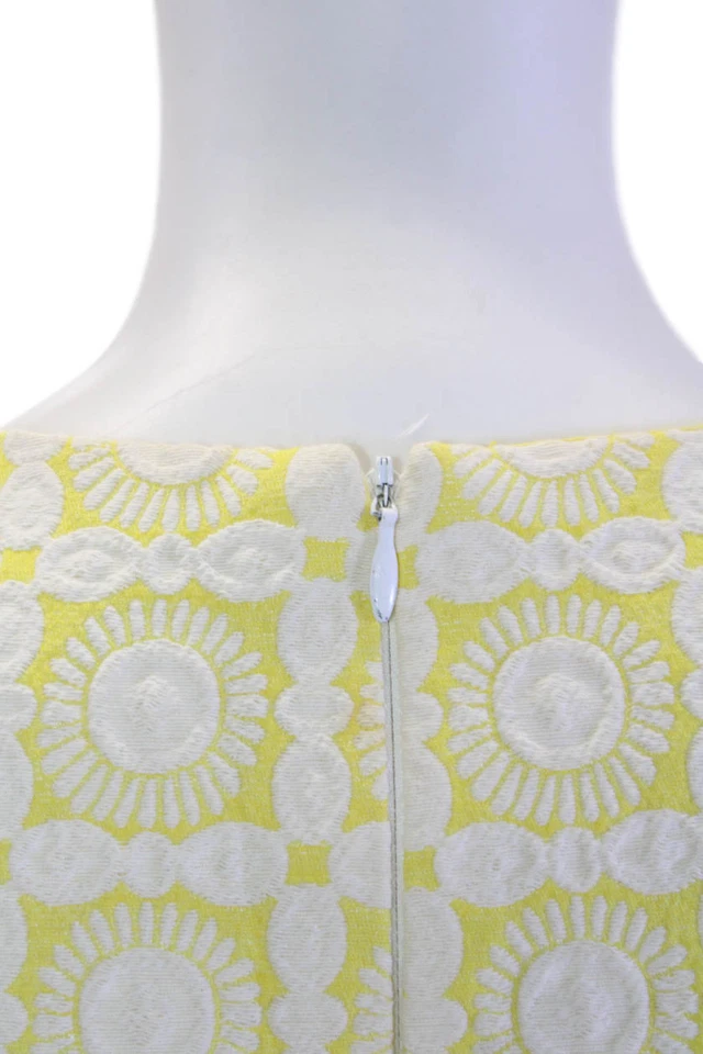 Trina Turk Women Fit & Flare Yellow Sleeveless Knee Length Dress Size 0 - Image 4 of 4