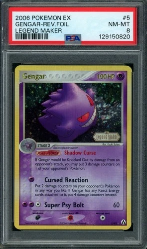 Gengar 5/92 Legend Maker Reverse Holo Stamped PSA 8 NM-MT NEAR MINT CLEAN!
