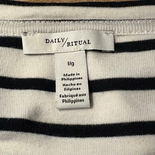 Daily Ritual Supima Cotton Striped Tee L Black & White Soft Stretch Shirt Casual - Bild 7 von 12