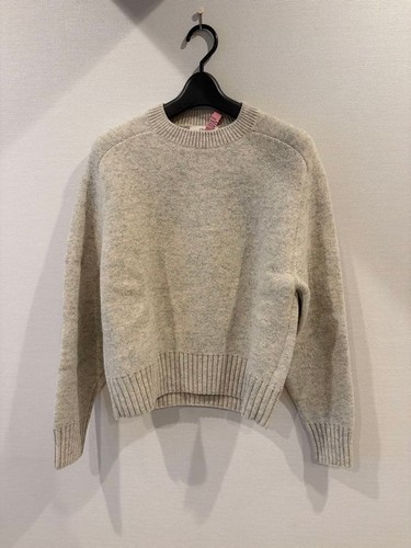 Celine Phoebe Philo Archival Wool Cashmere Crew Neck Sweater Knit Gray XS Auth