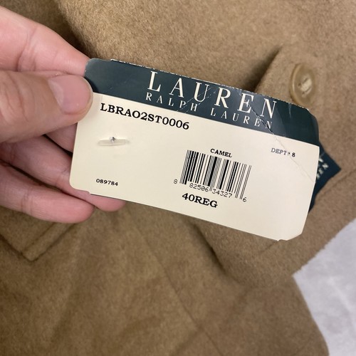 Lauren Ralph Lauren Wollmantel 40R Camel Zweireiher Peacoat Reißverschlusseinsatz Neu mit Etikett - Bild 3 von 13