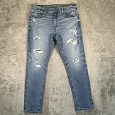 American Eagle Airflex Athletic Skinny Jeans Men's 34x30 Distressed