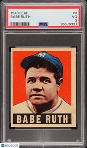 1948 Leaf Baseball Babe Ruth New York Yankees #3 VG PSA 3 Great Color