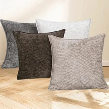 Set of 4 Chenille Pillow Covers – Soft Textured Cushion Covers for Home Décor