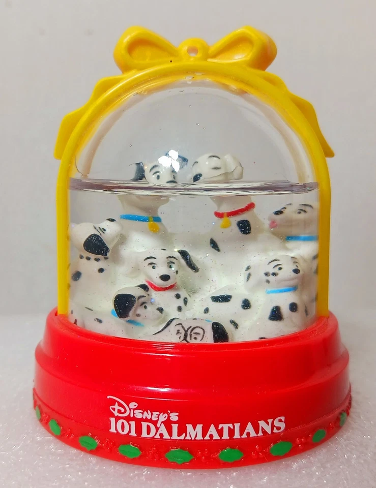 6 McDonalds Disney 101 Dalmatians SNOW DOME Globe Set of 4 Christmas Ornaments, - Image 4 of 4