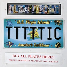 U. S. VIRGIN ISLANDS LICENSE PLATE 🔥FREE📬🔥 TTTTTIC ~ REPEATING T MINT GRAPHIC