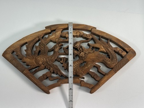 Escultura de pared de madera tallada a mano dragón y fénix - Imagen 3 de 4