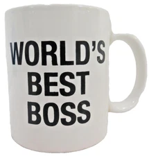 M Ware Worlds Best Boss Mug The Office TV Show Coffee Cup Ceramic White Gift
