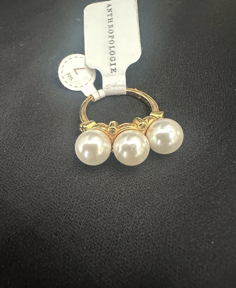 Anillo Anthropologie Tres Zorros Perlas Talla 7 Foto 2 de 4