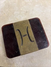 Vintage 1950s cigarette case Red Lucite & Brass Monogram H