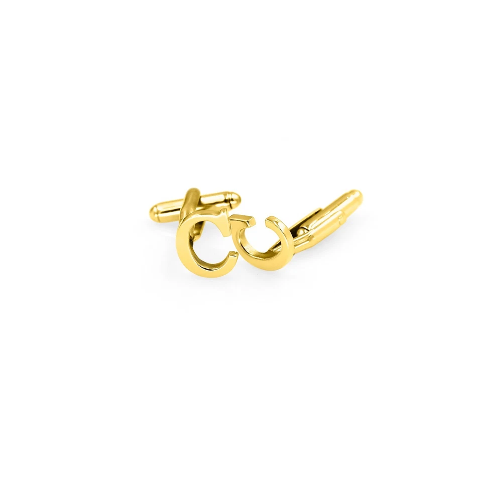 Personalized C Initial cufflink For Mans 18k Gold Plated Brass Shirt Accessories - Image 4 of 4