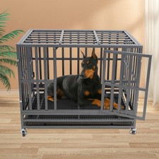Heavy Duty 37" Dog Crate Cage Kennel Metal Pet Crate Indoor Outdoor Pet Kennel