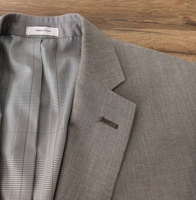 J Ferrar Blazer 40 R Light Gray Modern Slim Fit Double Vent Wrinkle Release