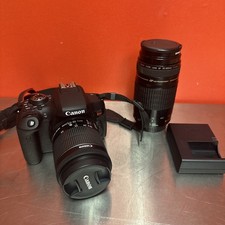 Black Canon EOS Rebel T6i DSLR camera 18-55mm/75-300mm Lens! Free Shipping!