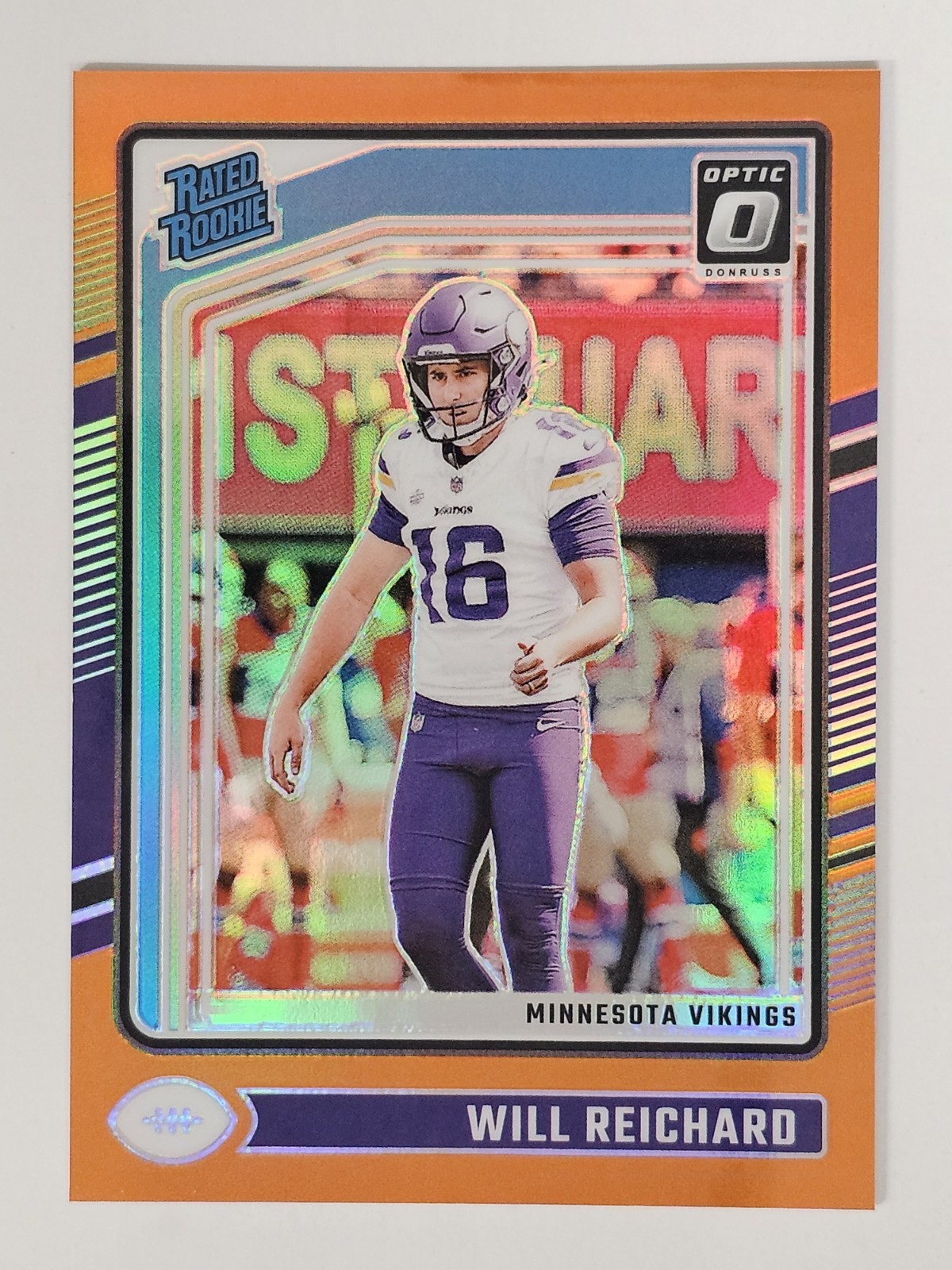 2024 Panini Donruss Optic Rated Rookie Orange Prizm 66/249 Will Reichard #297 RC