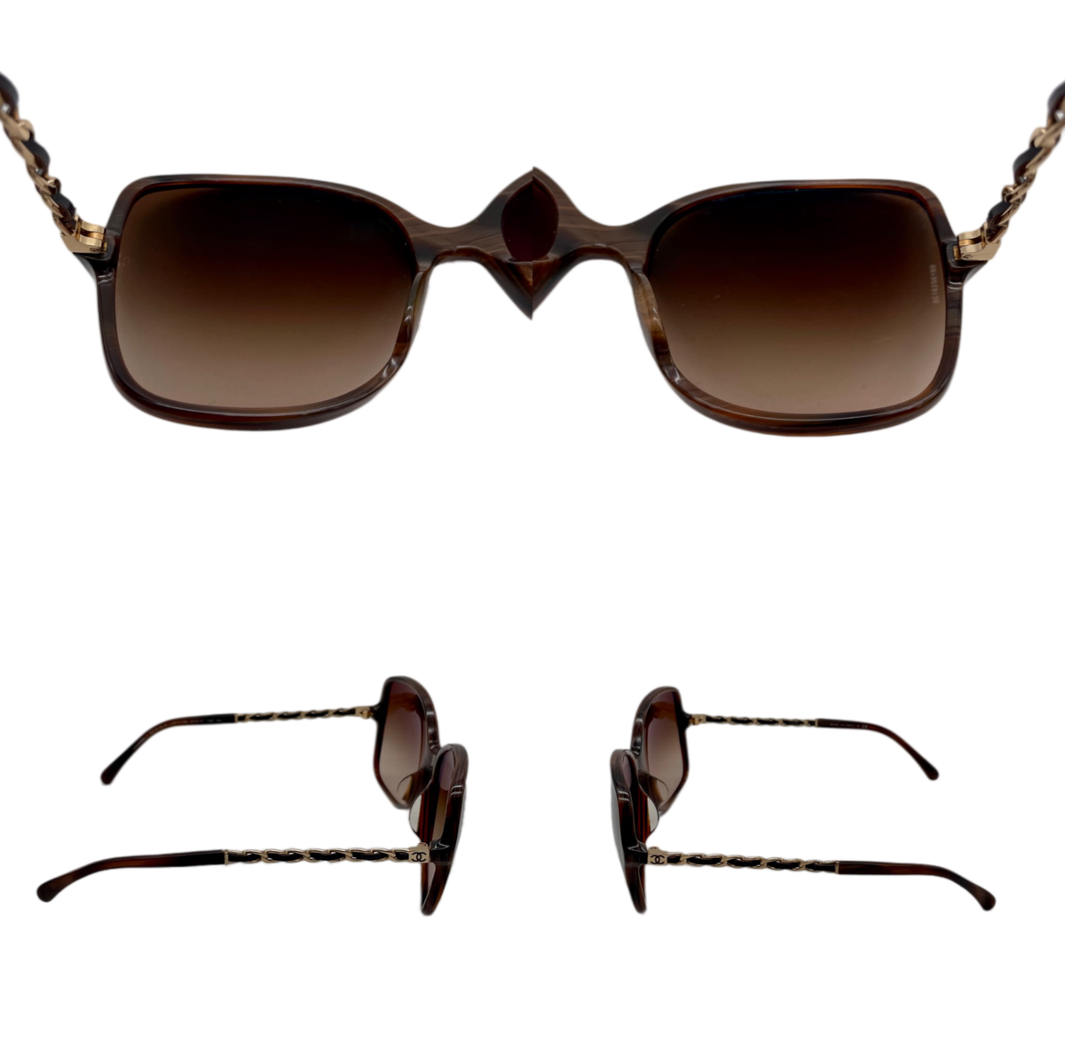 CHANEL サングラス 5210-Q-A ブラウン Auth CHANEL 5210-Q Matelassé CC LOGO Chain Link Square Sunglasses