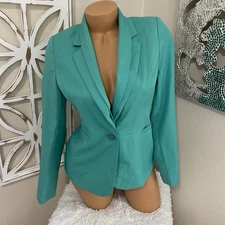 DOE & RAE small GREEN V NECK BLAZER JACKET WITH POCKETS