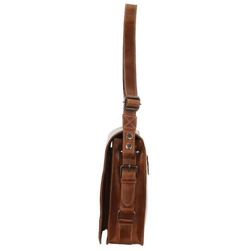 Billy The Kid Mens Genuine Leather Shoulder Bag Western in Cognac - Picture 4 of 4