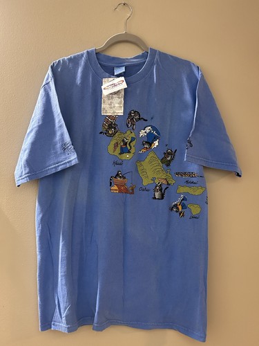 Vintage Crazy Shirts B Kliban Katze Hawaii Inseln Karte doppelseitig Herren Large neu mit Etikett