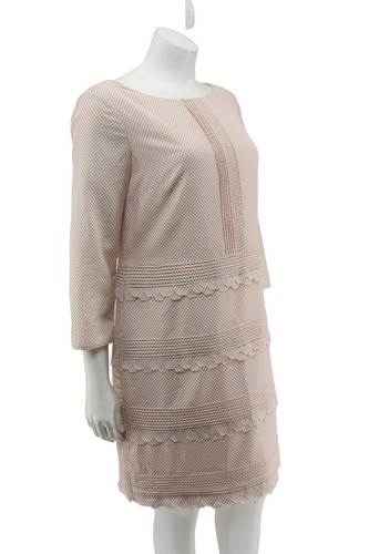 NWT Banana Republic Petite Pink Polka Dot Woven Tiered Shift Dress Size 8P - Picture 2 of 6