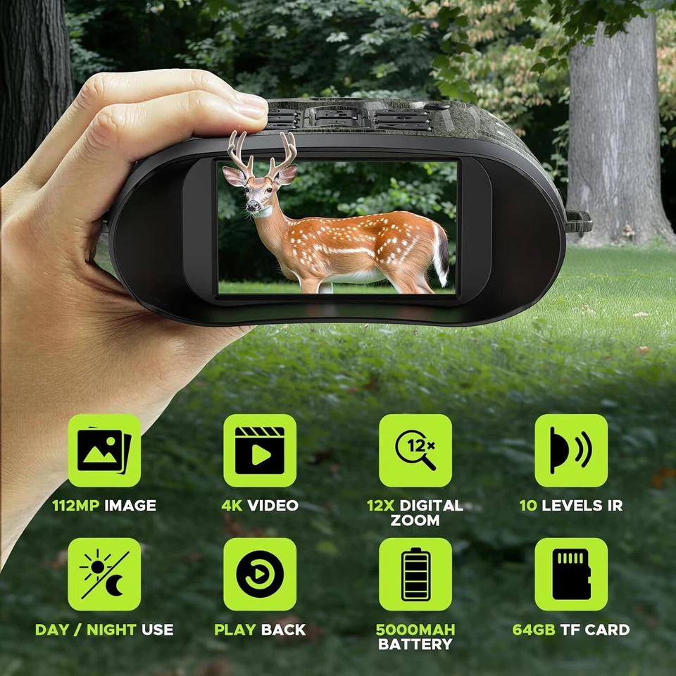 4K Night Vision Goggles 112MP Infrared Digital Binoculars 12X Zoom for Darkness - Image 2 of 4