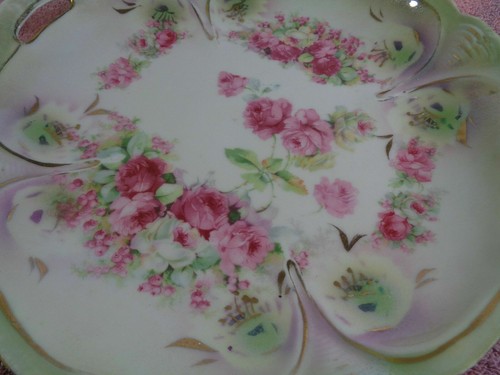 VTG 10" plate IDF Germany serving dish plate cut out handles flower floral G7 - Picture 10 of 12