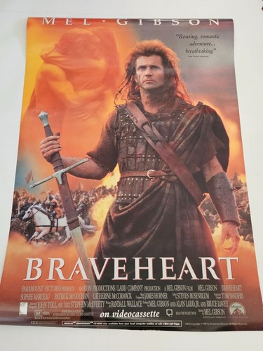 MOVIE POSTER ~ Braveheart 27x39.5" 1995 Mel Gibson VHS Videocassette Release NOS - Picture 5 of 7