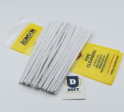 RONSON PIPE EXTRA LONG WHITE PIPE CLEANERS NATURAL COTTON BLEACH WHITE PACK 50 - Picture 14 of 18