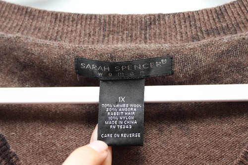 Vintage Sarah Spencer Sweater Size 1X Lambswool Angora Rabbit Hair Boho V-Neck - Picture 7 of 11