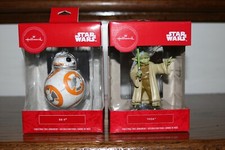Set of 2 Hallmark Star Wars Ornaments - Yoda and BB-8 - NEW IN BOX