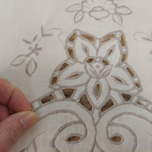 Garden Elegance Cutwork Embroidered Cotton Tablecloth +12 Napkin Set 120x66" NEW - Picture 11 of 11